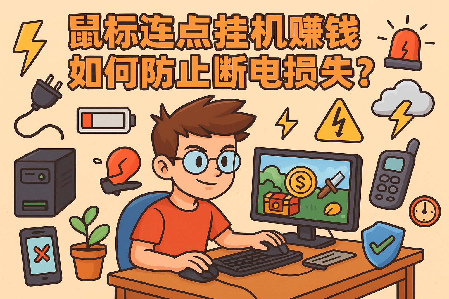 鼠标连点器挂机赚钱如何防止断电损失?