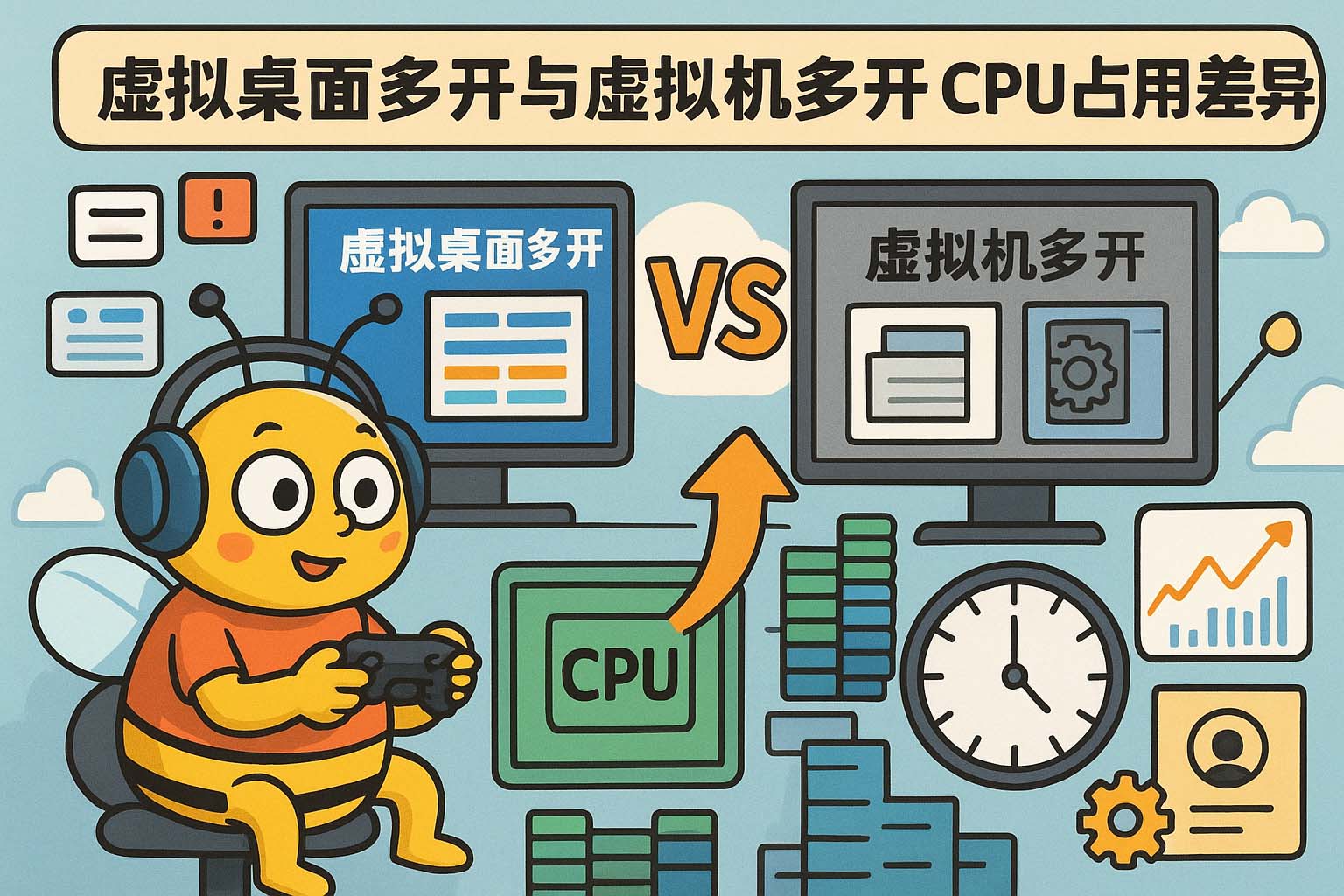 虚拟桌面多开与虚拟机多开CPU占用差异
