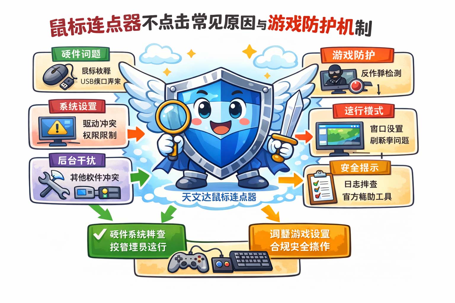 鼠标连点器不点击常见原因与游戏防护机制